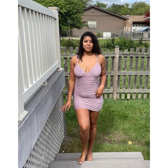 Wild Fable Shimmery Blush Women's Sleeveless Ruched Bodycon Mini Dress L NWOT - Picture 10 of 15